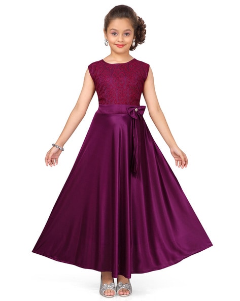Buy Aarika Girls Navy Blue Solid A Line Dress - Dresses for Girls 2101784 |  Myntra
