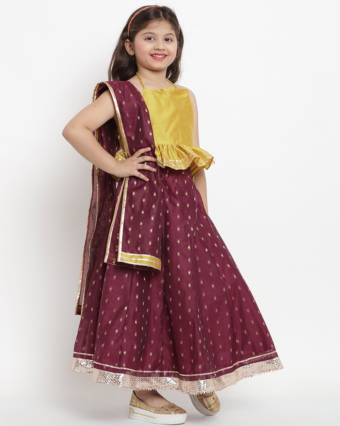 Buy Babyhug Sleeveless Printed Choli with Lehenga and Dupatta Multicolor  for Girls (2-3Years) Online in India, Shop at FirstCry.com - 9809651