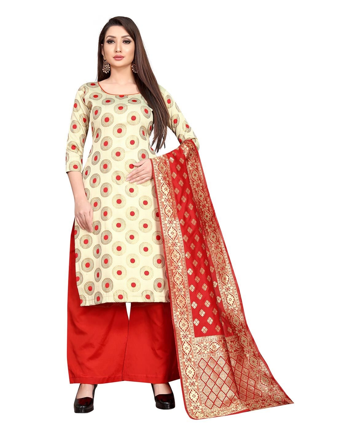 Buy Beige Dress Material for Women by Manjula Sarees Online | Ajio.com