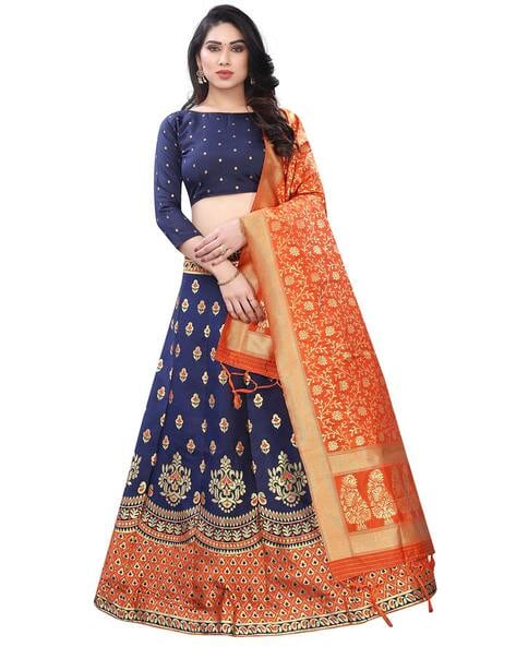 Buy Navy Blue Mono Net Lace N Sequins Umbrella Lehenga Party Wear Online at  Best Price | Cbazaar