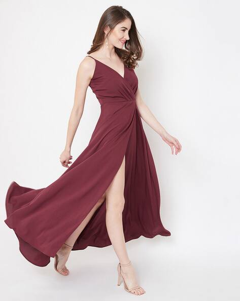 maroon long gown