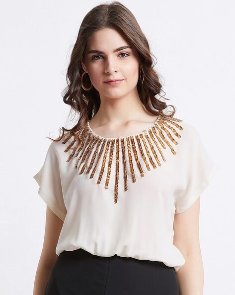 Embellished Relaxed Fit Top