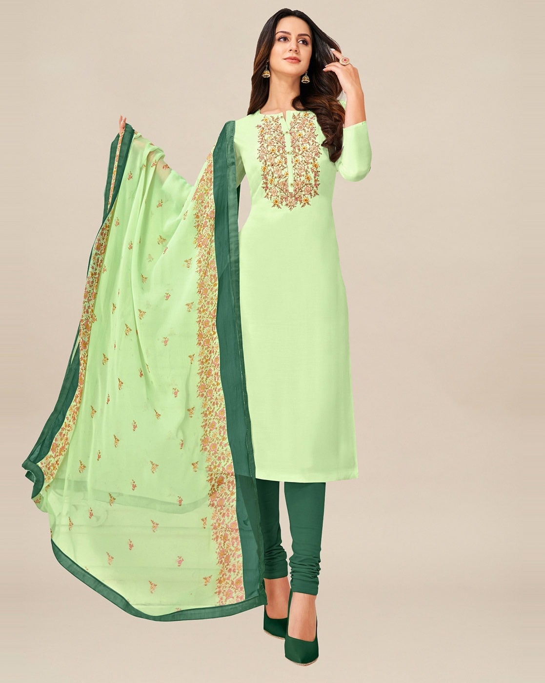 light green churidar material