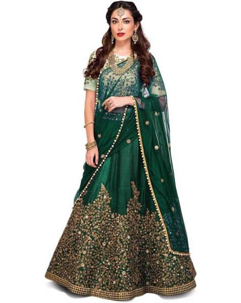 green lehenga pic