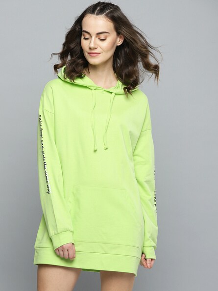 green hooded dress