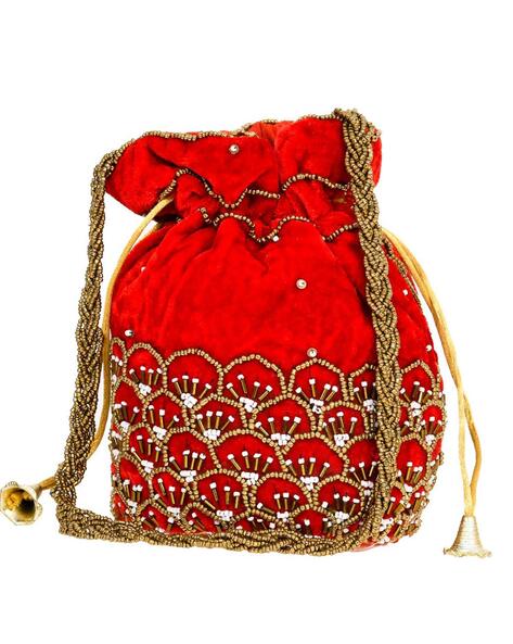 Pretty Red Clutch Purse, Bag With Sequin Work, Ethnic Designer Pattern,  Gold Handle and Sling for Wedding and Traditional Wear. - Etsy
