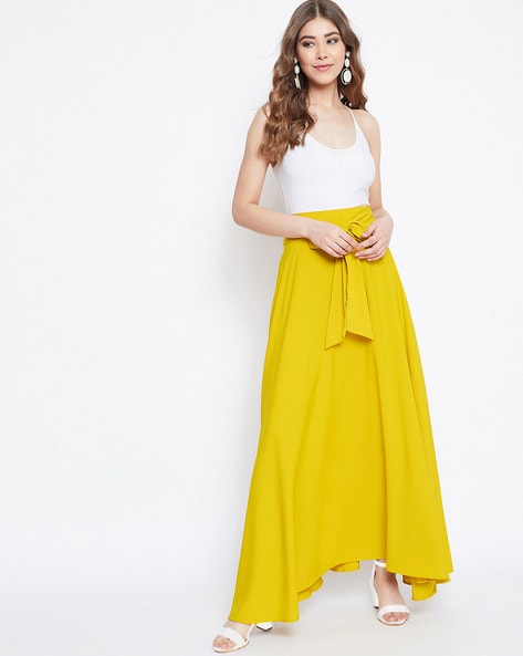 Flared Skirt with Waist Tie-up