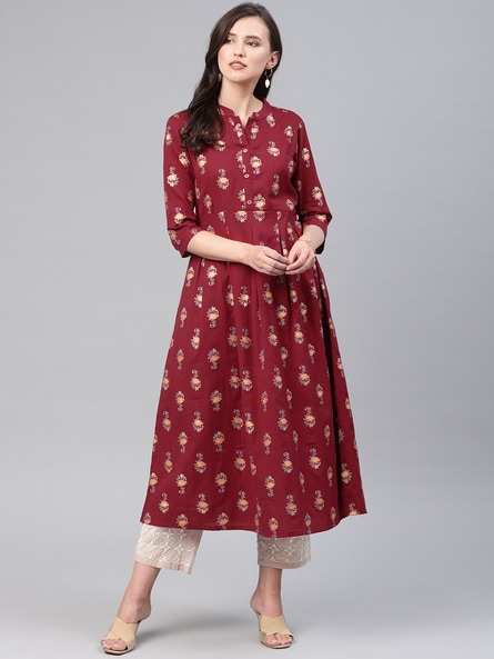 Buy Kurta Women Blue & Gold-toned Ethnic Printed A-line Kurta With Back  Tie-ups Indian Dress Kurtis for Women Indian Tunic Ethnic Wear Online in  India - Etsy
