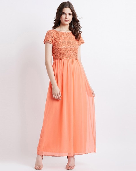Boat Neck Lace Gown 