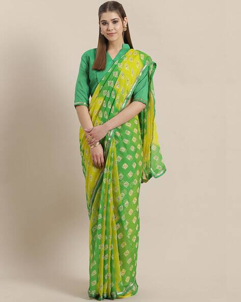 Buy Green u0026 Yellow Sarees for Women by Saree Mall Online | Ajio.com