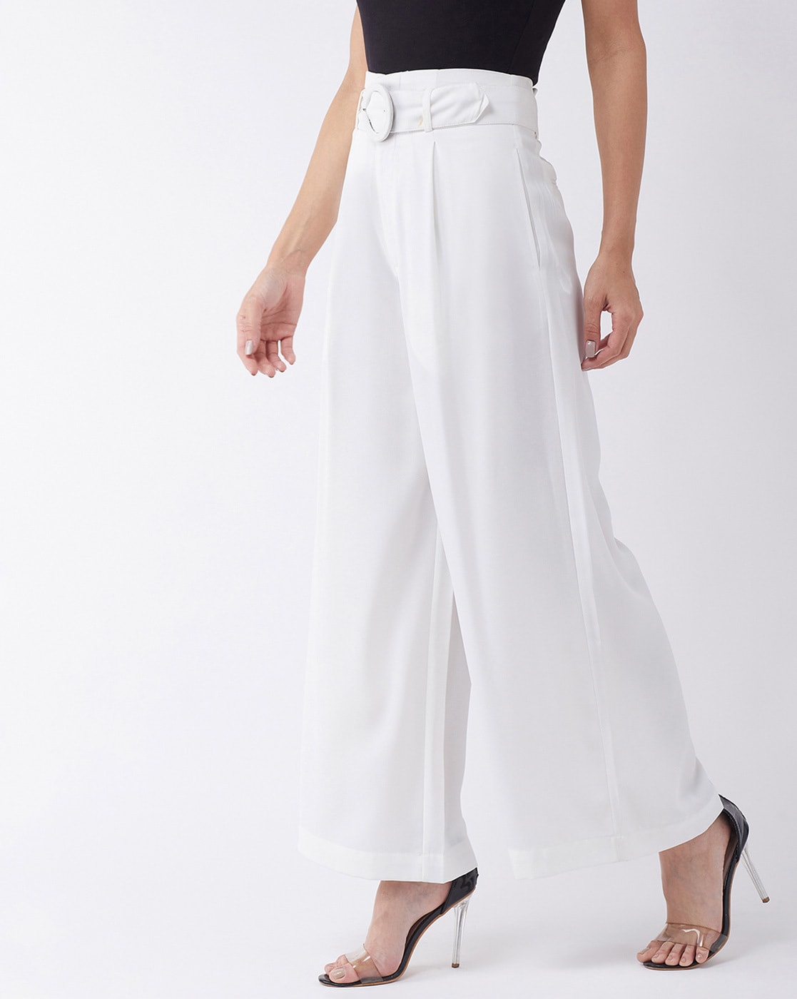 Amalie The Label - Charo High Waisted Wide Leg Pants in Warm White | Showpo  USA