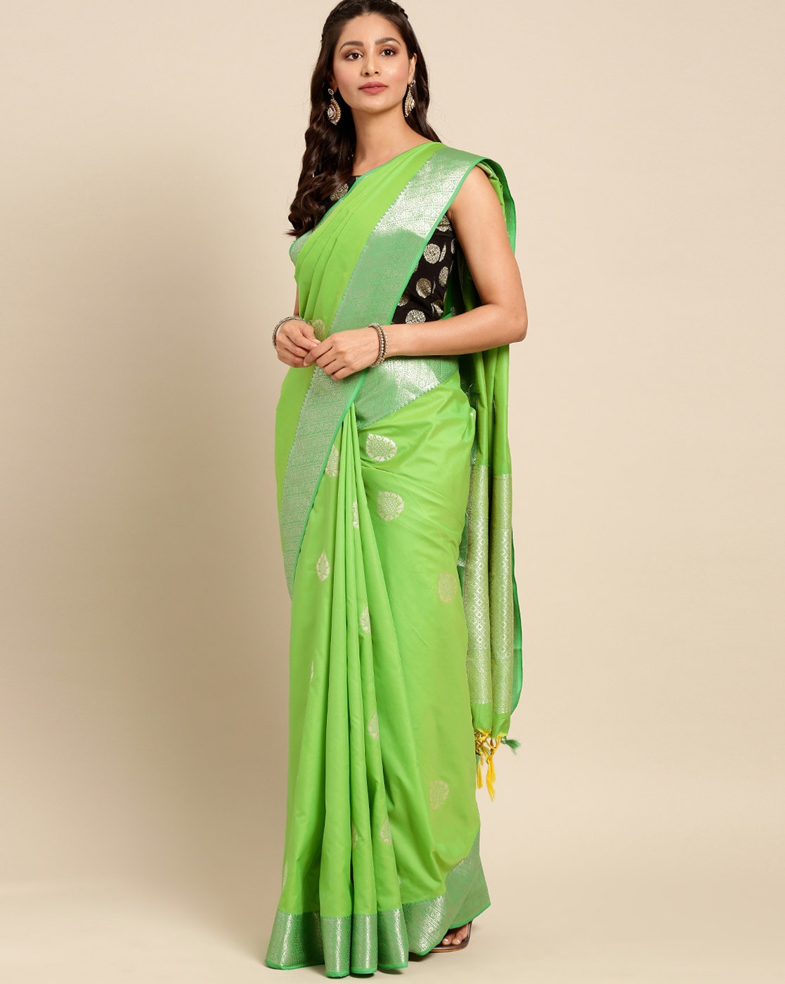 Buy Fluorescent Green Sarees for Women by Varkala Silk Sarees ...