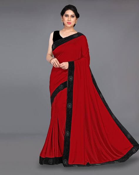 black border red saree