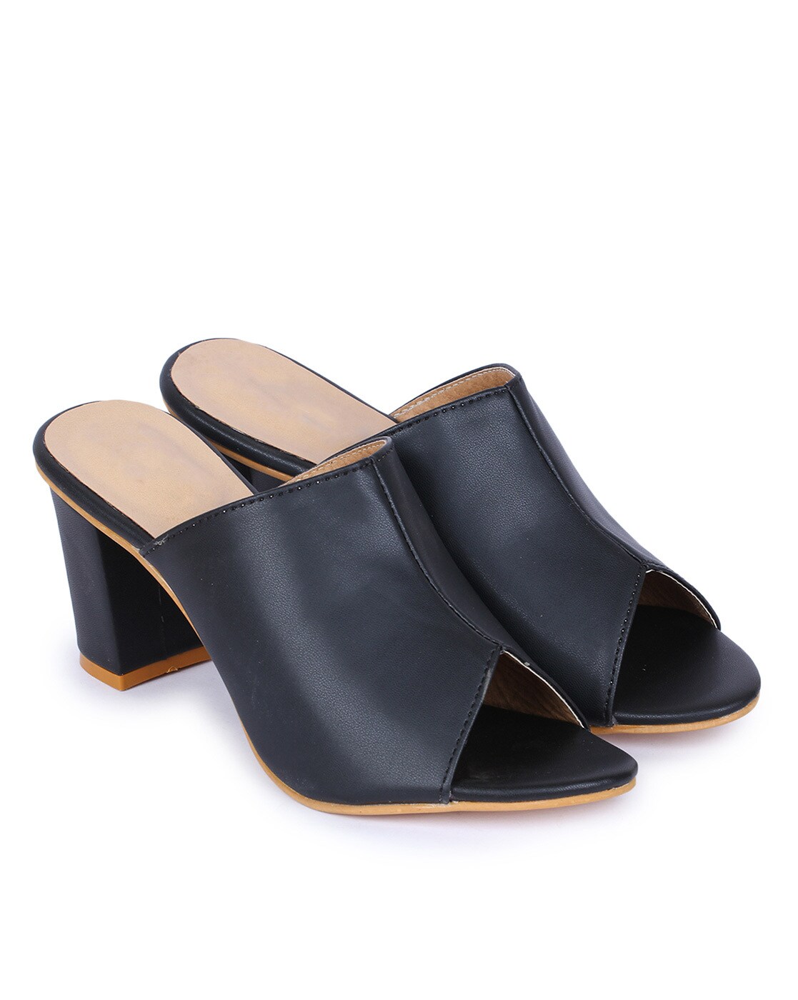 Block heel 2025 open toe mules