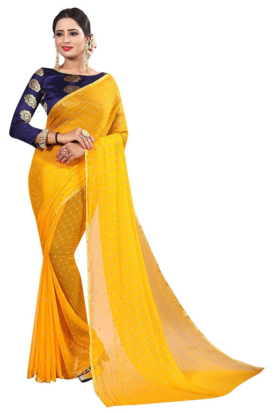Buy Yellow Sarees for Women by BHUWAL FASHION Online | Ajio.com