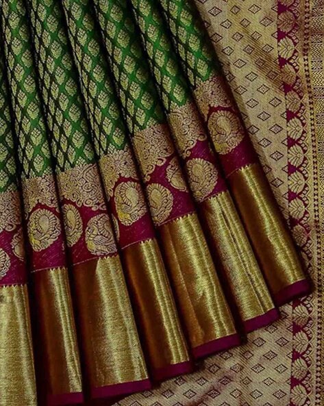 Buy Dark Chocolate Brown Zari Woven Kanchipuram Silk Saree Online | Samyakk