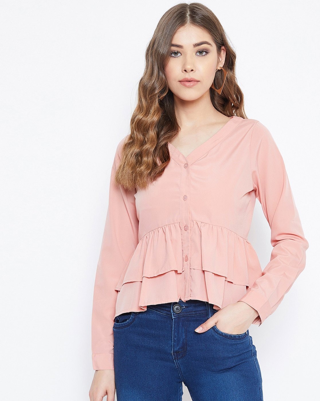 Light pink peplum store top