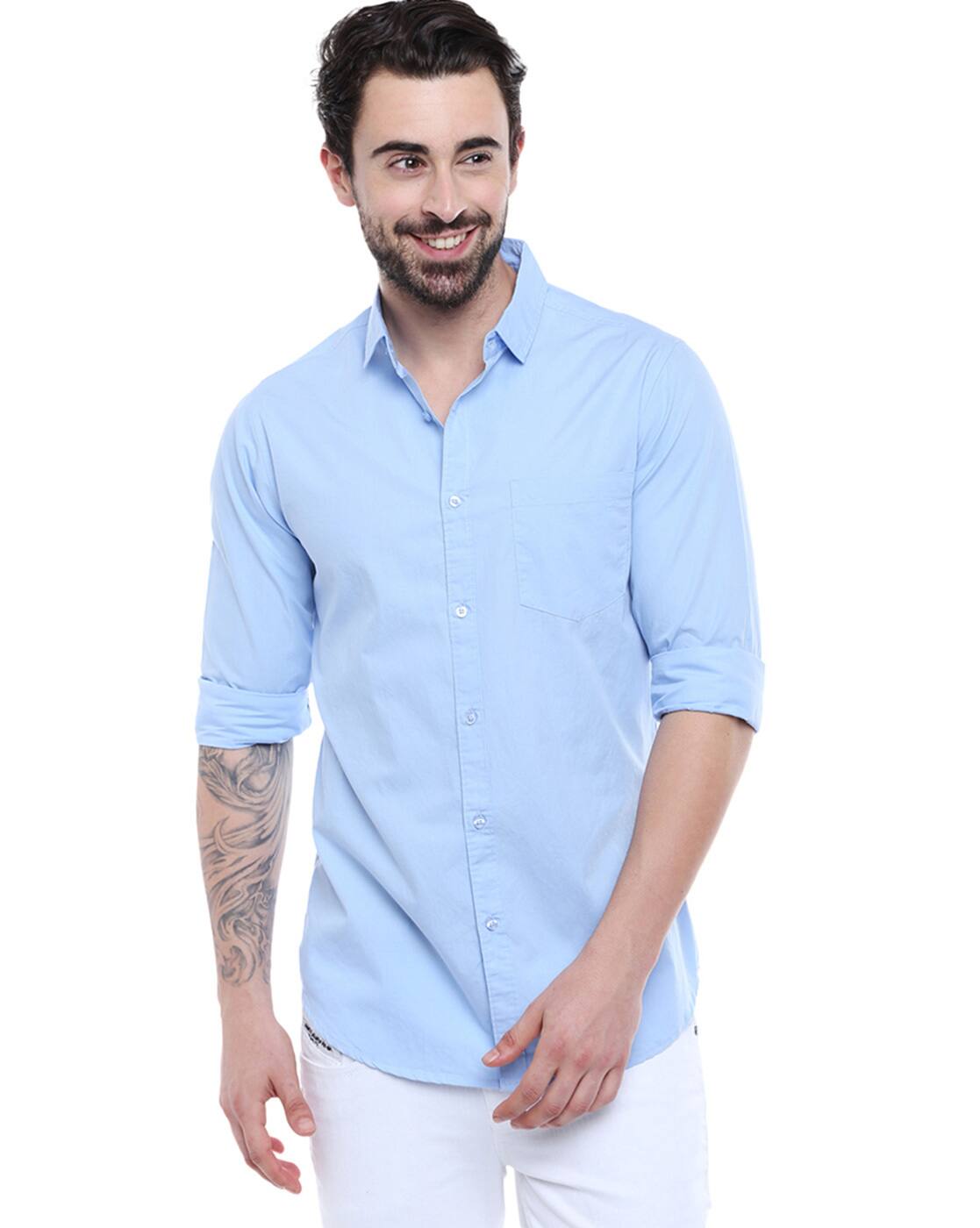 Buy Sky Blue Shirts for Men by 