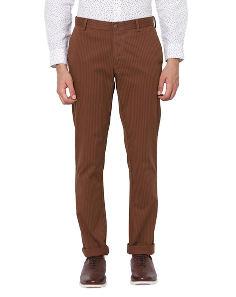 Urban Outfitters Fink Brown Stripe Pants Size 31 X 32 Straight Leg 5 Pocket  | eBay