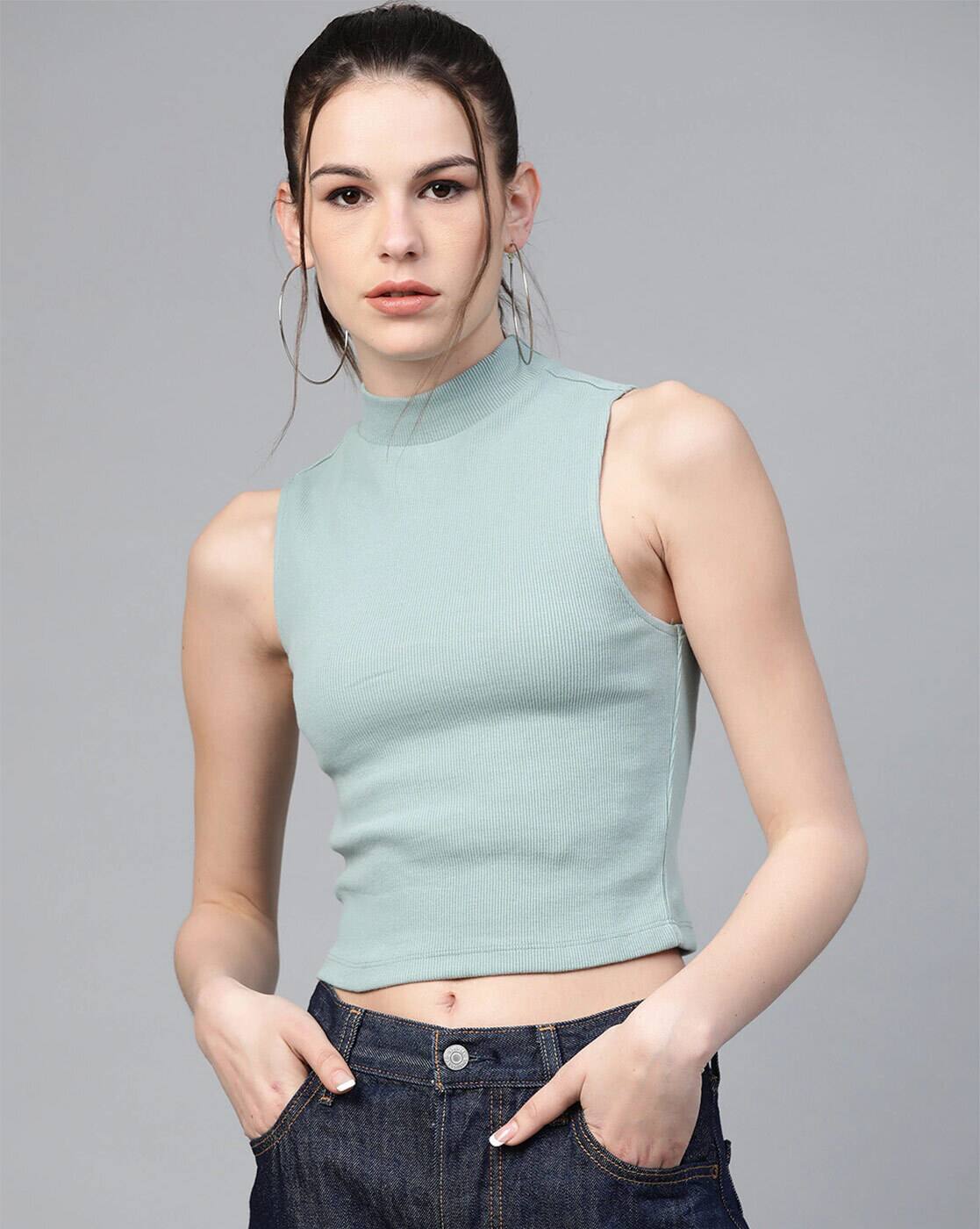 high neck fitted top