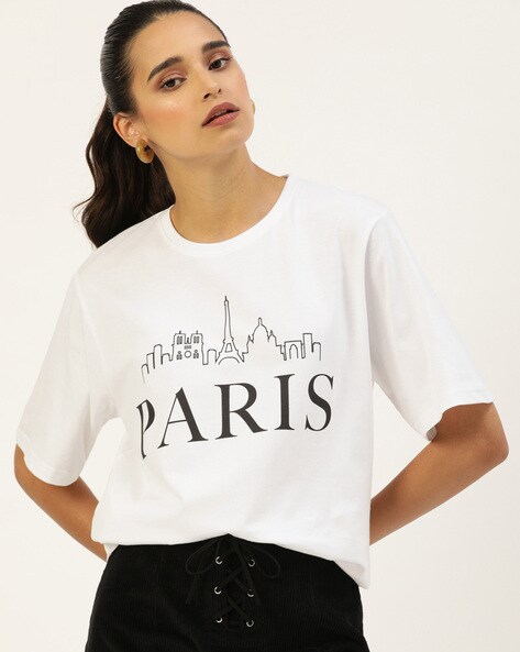 Crew-Neck T-shirt with Typography Print 