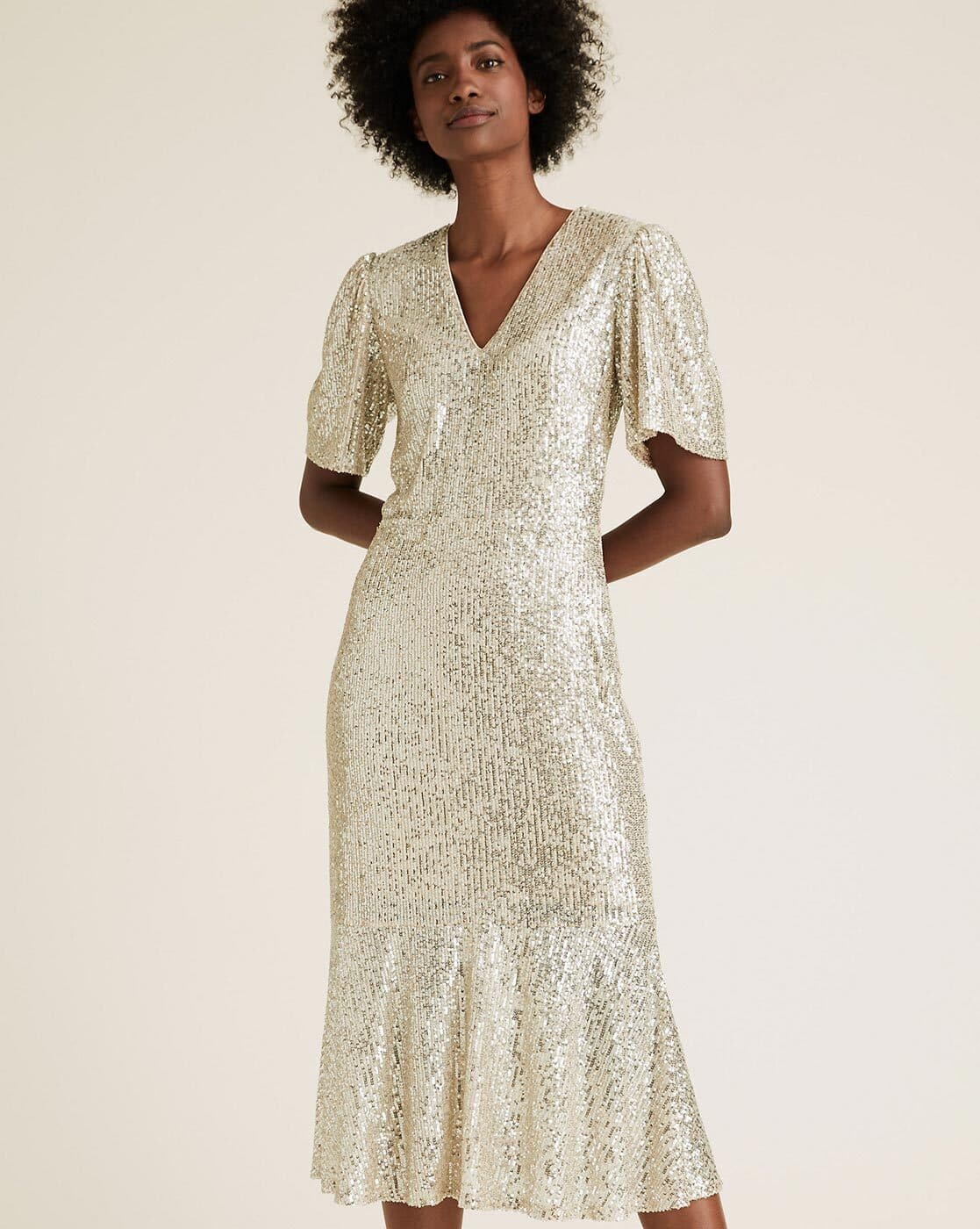 white shimmery dress