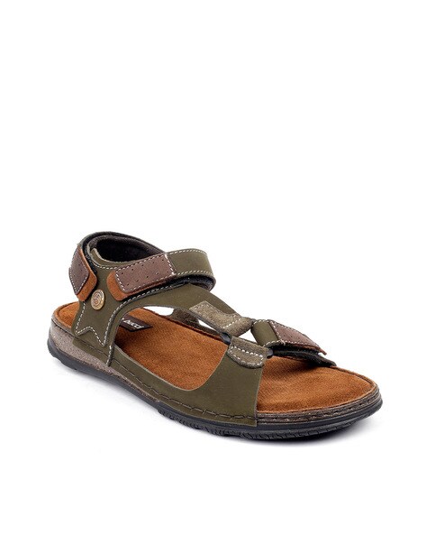 Buy WOODLAND Olive Mens Suede Velcro Closure Sandals | Shoppers Stop