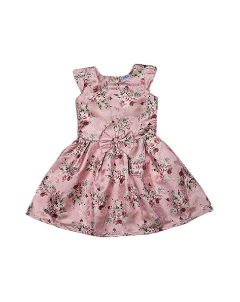 Pink Floral Printed Satin Dress | Floral Dresses For Girls – Doodle Girls  Clothing