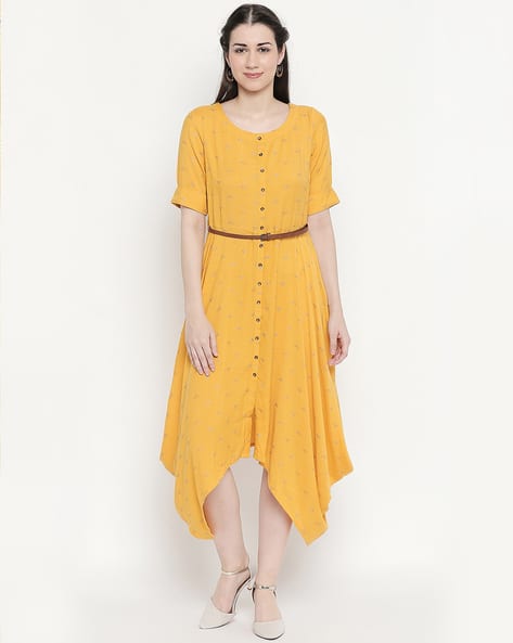 Textured Shirt Dress with Belt