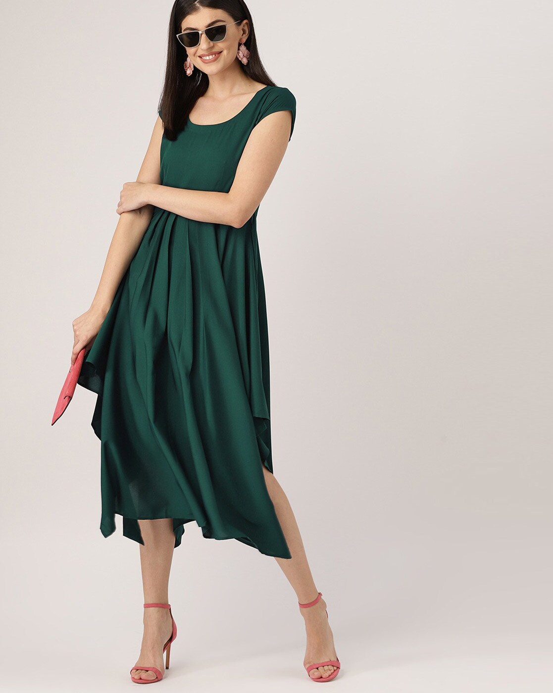 asymmetrical green dress