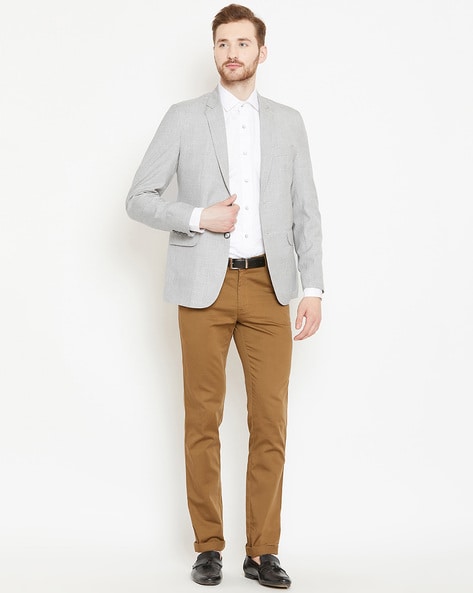 Grey sportcoat with outlet khaki pants