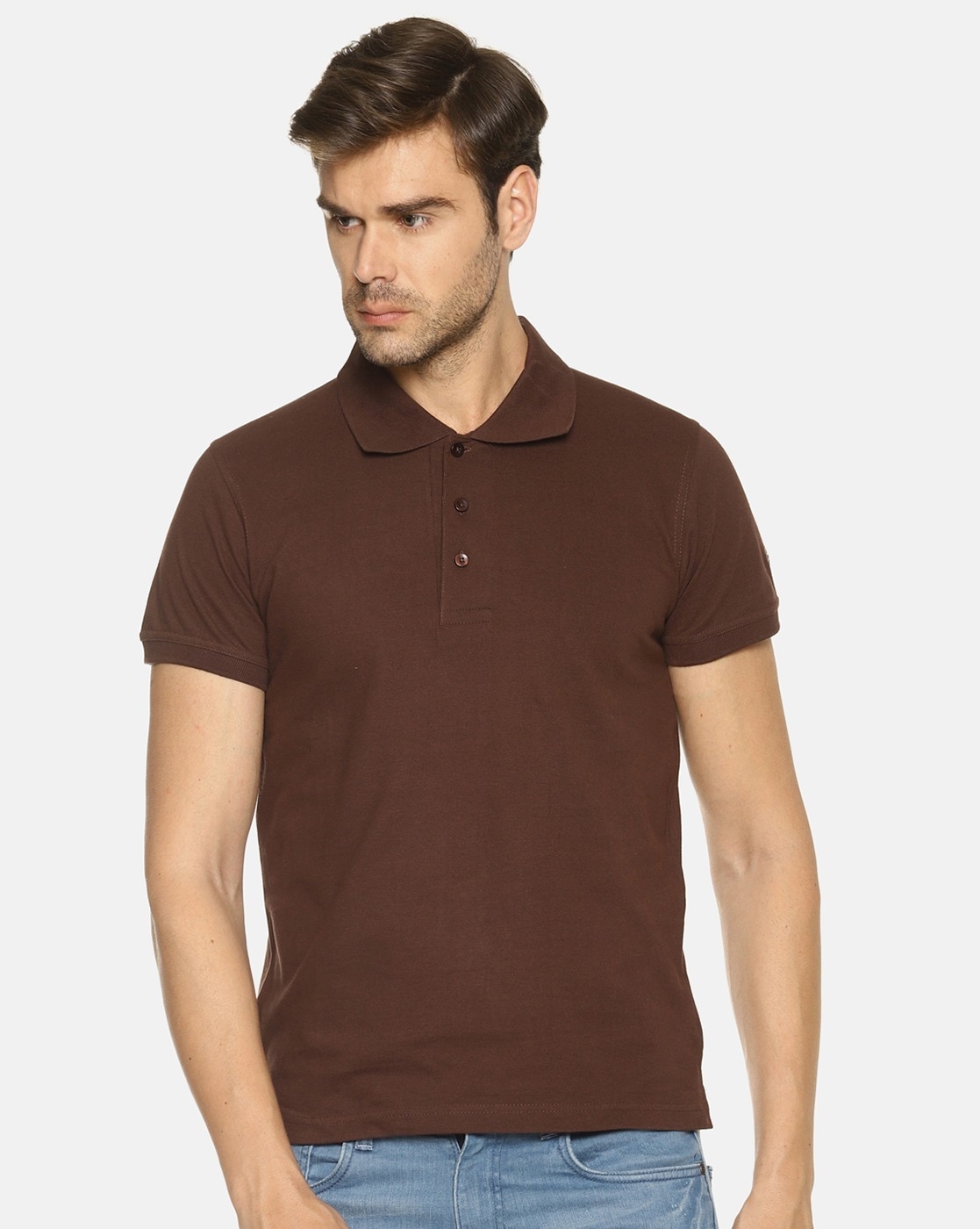 brown collared shirt