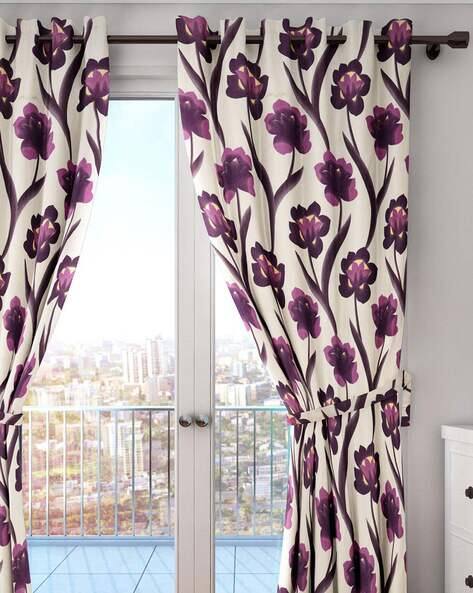 Purple Curtains Accessories For Home Kitchen By Houzzcode Ajio Com Purple Curtains Accessories For, Kitchen Curtains With Purple Flowers