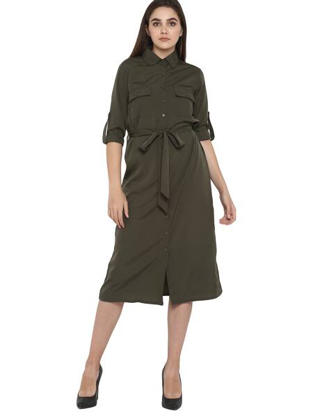 olive shirt dress