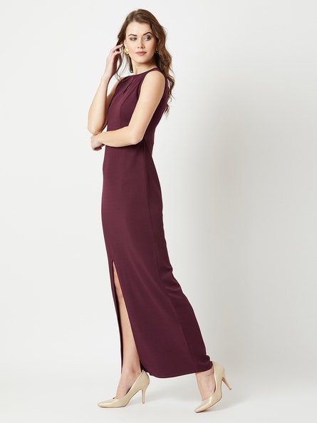 wine color maxi dress