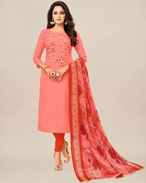saree mall blue and pink embroidered