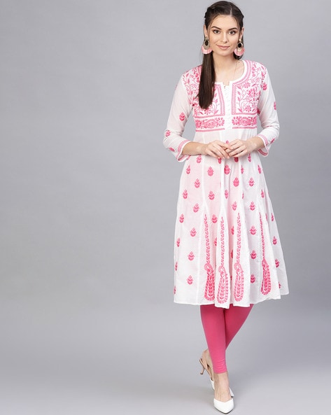 white chicken anarkali kurta