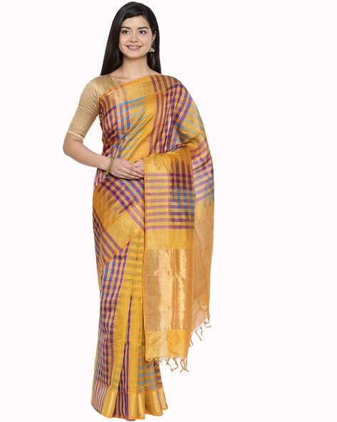 Buy online The Chennai Silks Yellow Cotton Silk Saree With Blouse from  ethnic wear for Women by Classicate From The House Of The Chennai Silks for  ₹1449 at 28% off | 2024 Limeroad.com