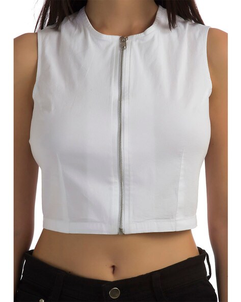 zip front sleeveless top