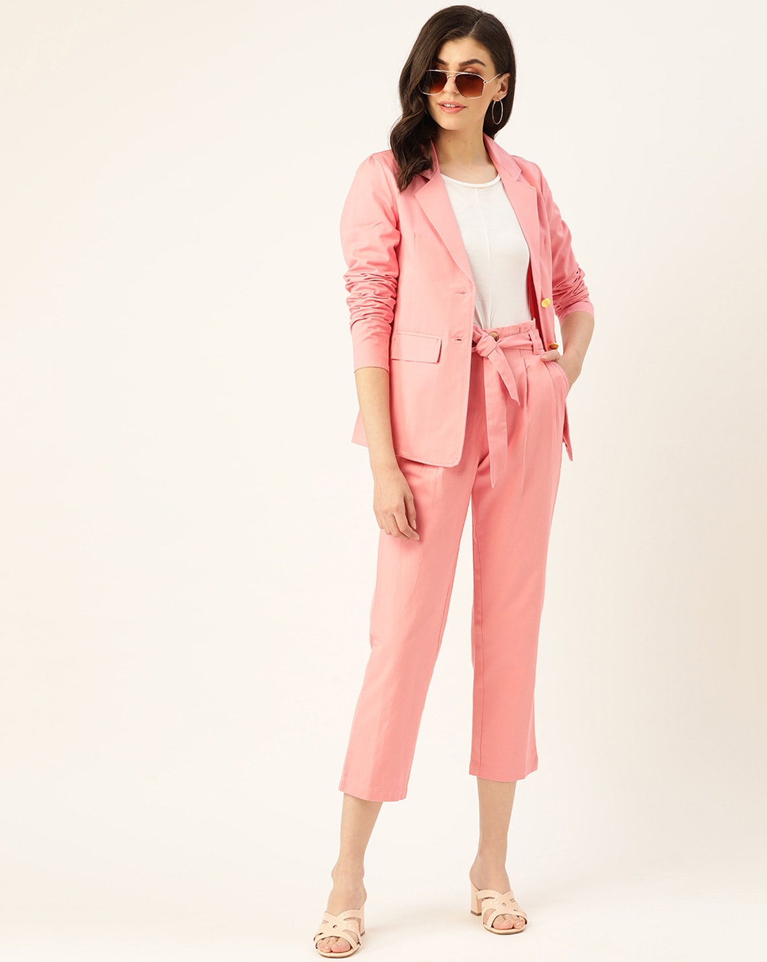 Tall Blazer And Belted Trouser Suit Set  boohoo