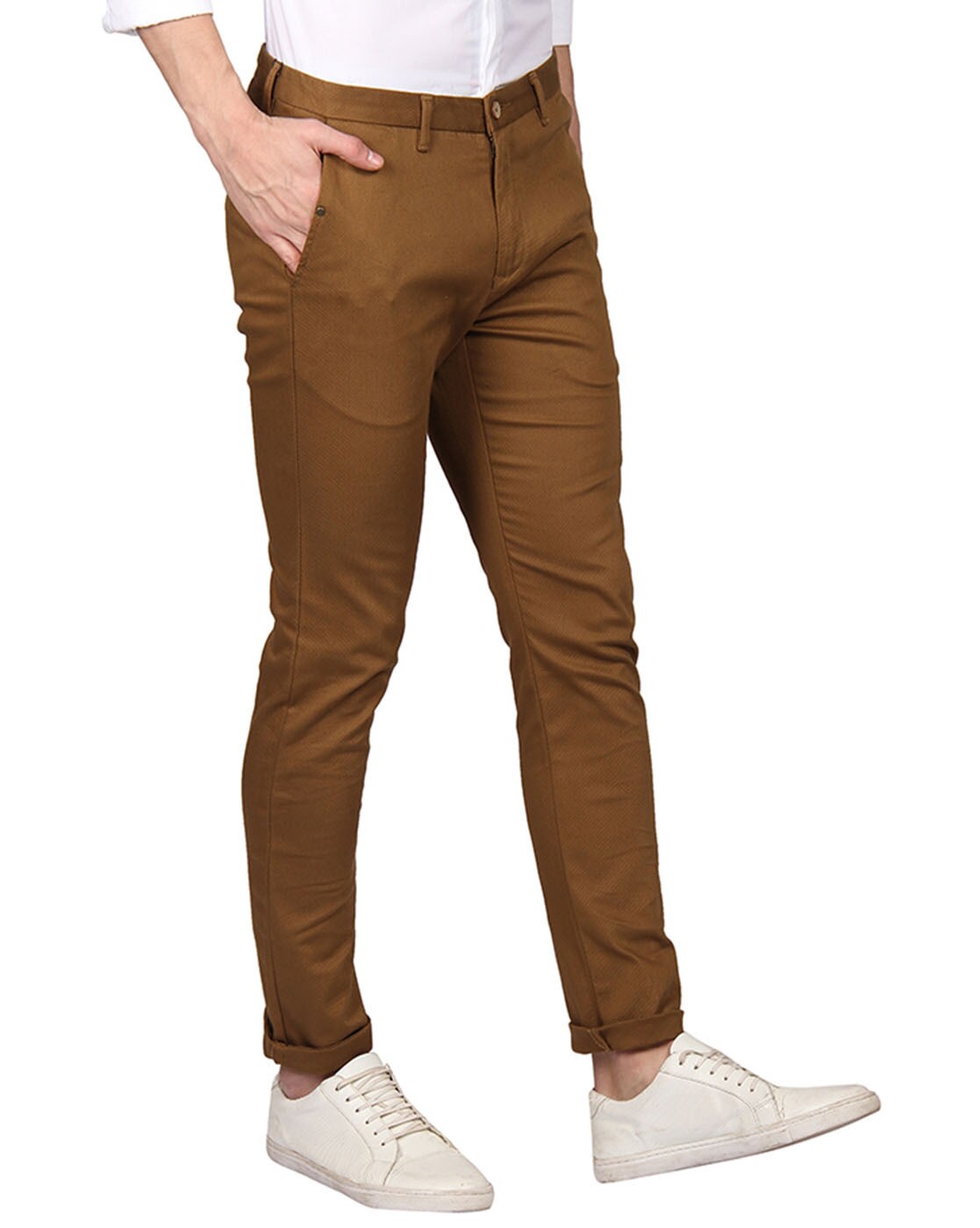 Buy BLACKBERRYS Khaki Mens 5 Pocket Printed Trousers | Shoppers Stop