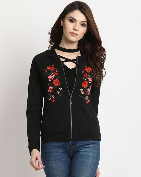 Floral embroidered clearance hoodies