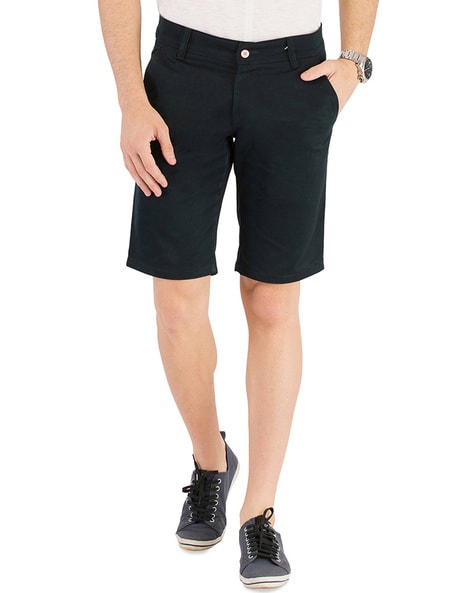 navy blue knee length shorts