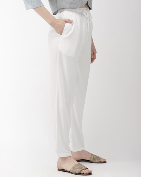 GO COLORS Relaxed Women White Trousers - Buy GO COLORS Relaxed