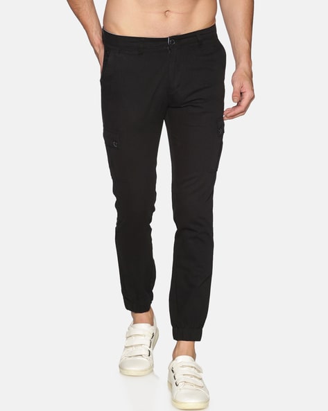 Selected Homme smart trousers in cropped tapered fit with elasticated waist  in black  ASOS