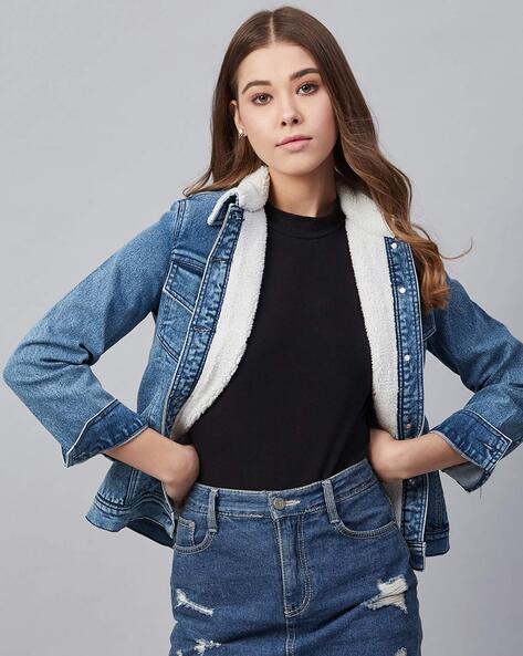 Denim sweater hot sale jacket women's