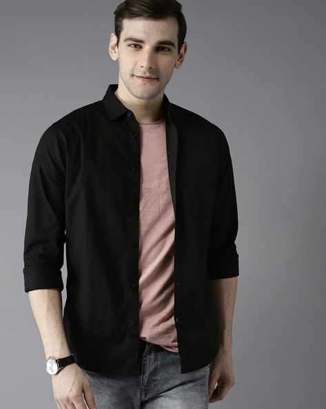 mens black shirt slim fit