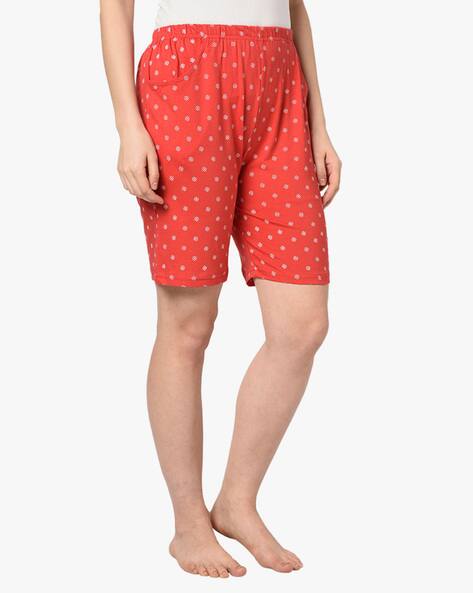 red patterned shorts