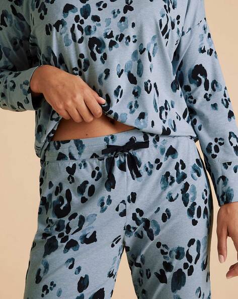 Blue leopard 2025 print pyjamas