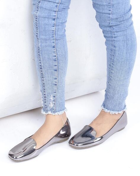 silver flat shoes wide fit